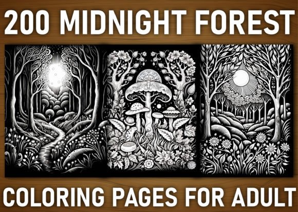 200 Midnight Forest Coloring Pages for Adults: A Journey into the Enchanted Night