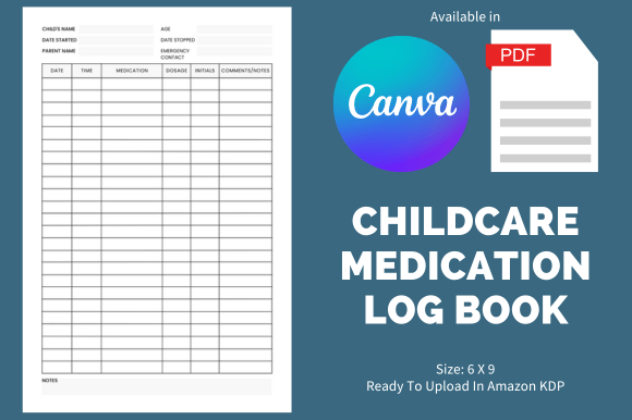 Childcare Medication Log Book - KDP