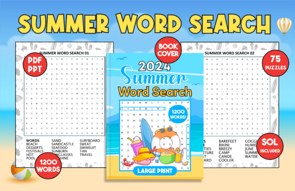 Summer Word Search for Adults with Cover
