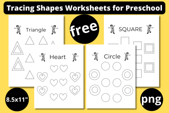 Tracing Shapes Worksheets for Preschool