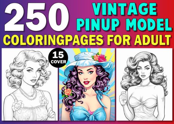 Vintage Pinup Model Coloring Pages Adult